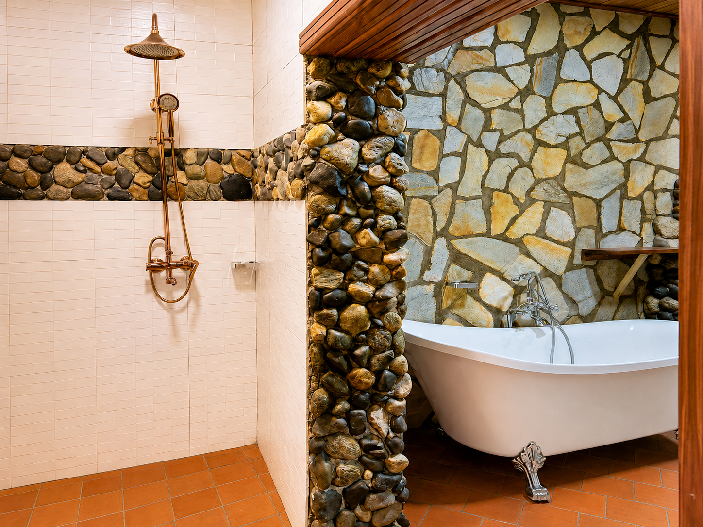 Kibalama cottage ensuite bathroom shower corner at Warujojo Safari Lodge