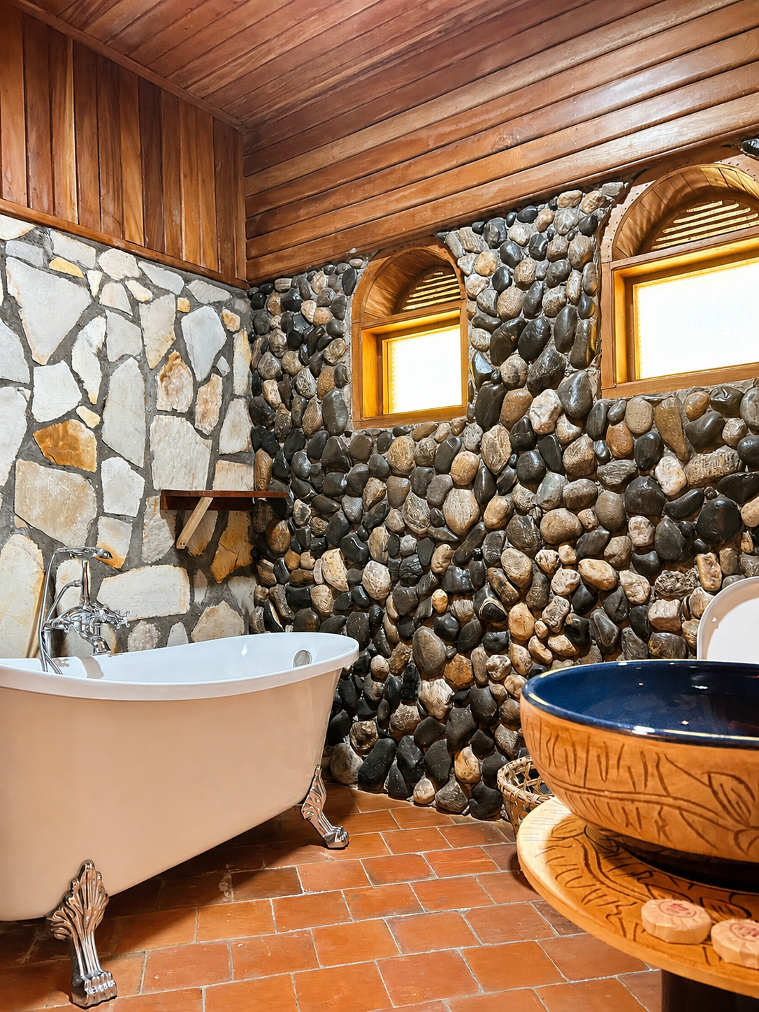 Menelik cottage bathroom tub and vanity combo at Warujojo Safari Lodge