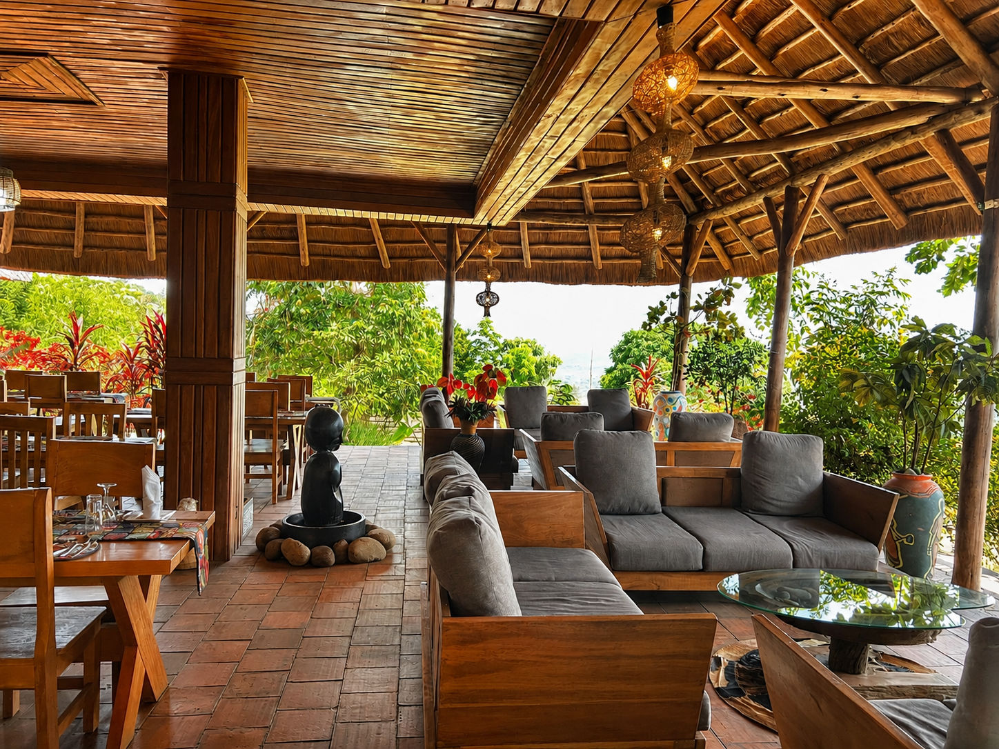 Garden lounge facing Queen Elizabeth National Park at Warujojo Safari Lodge