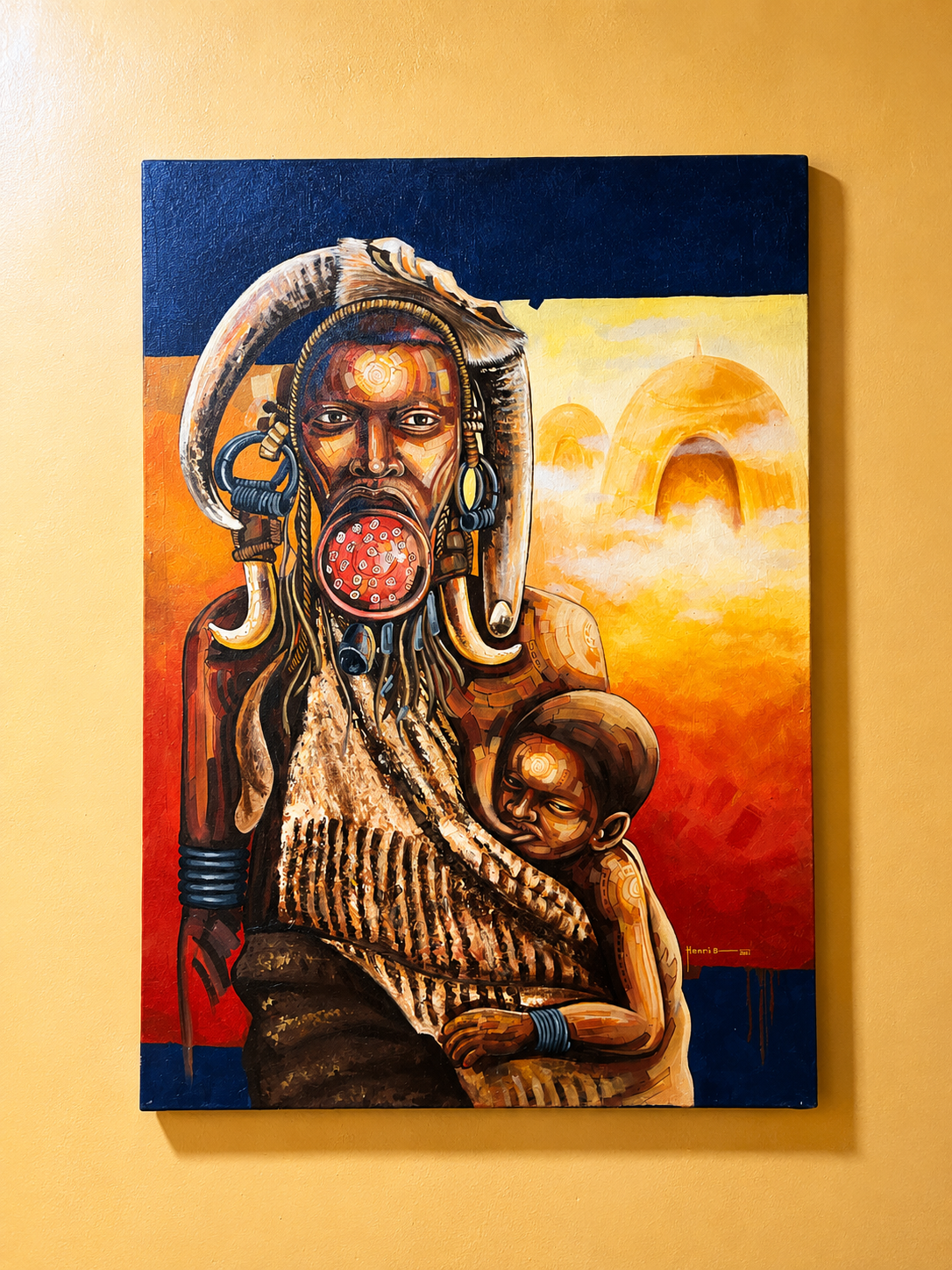 African art paintings in the restaurant at Warujojo Safari Lodge, Rubirizi, Uganda